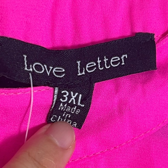Love Letter Womens Vibrant Pink Blouse Open Back 3XL Sheer Summer Casual Preppy - Picture 4 of 9